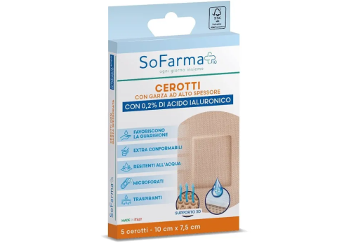 SoFarma Cerotti Con Garza Ad Alto Spessore 10x7,5 cm 5 pezzi