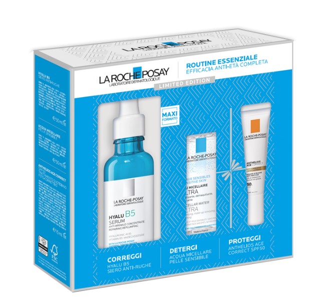 La Roche-Posay Routine Essenziale Anti-età  Set Hyalu B5 Siero 50 ml + Acqua Micellare 50 ml + Mini Age Correct 15ml